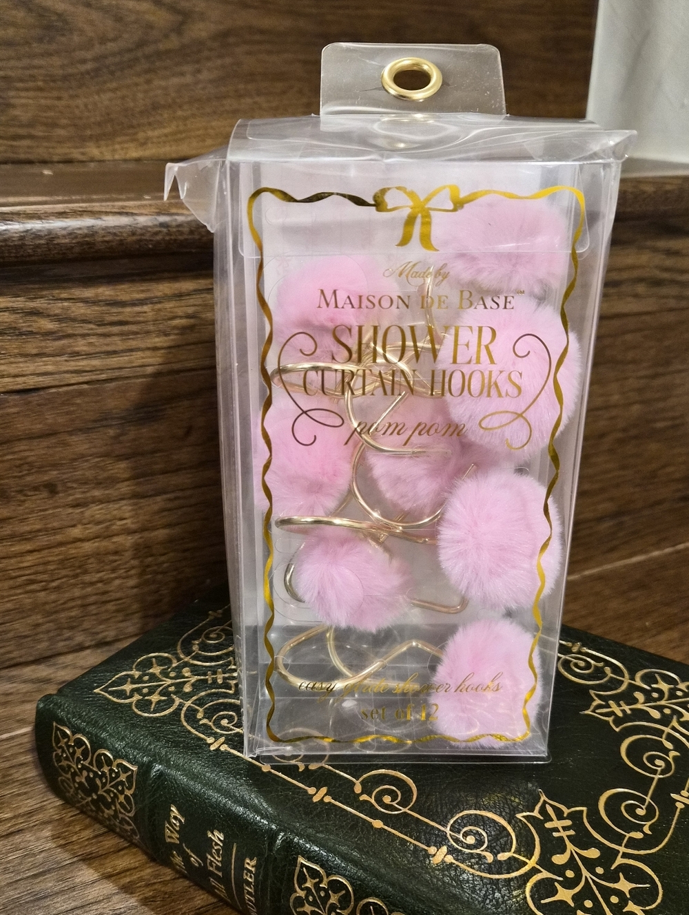 Maison De Base Pink Pom Pom Shower Curtain Hooks NWT